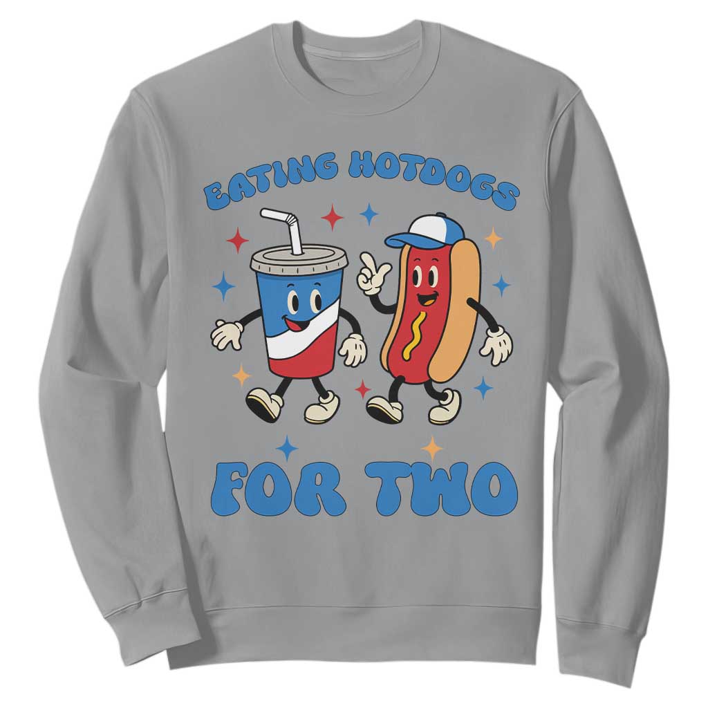 Eating Hotdogs for Two Sweatshirt Cute Pregnancy Announcement Patriotic 4th Of July TS02 Sport Gray Print Your Wear