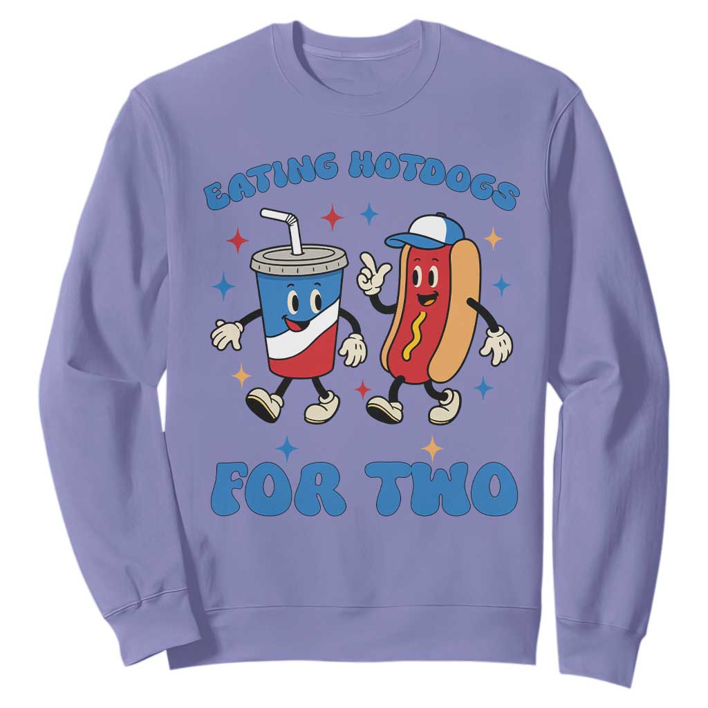 Eating Hotdogs for Two Sweatshirt Cute Pregnancy Announcement Patriotic 4th Of July TS02 Violet Print Your Wear