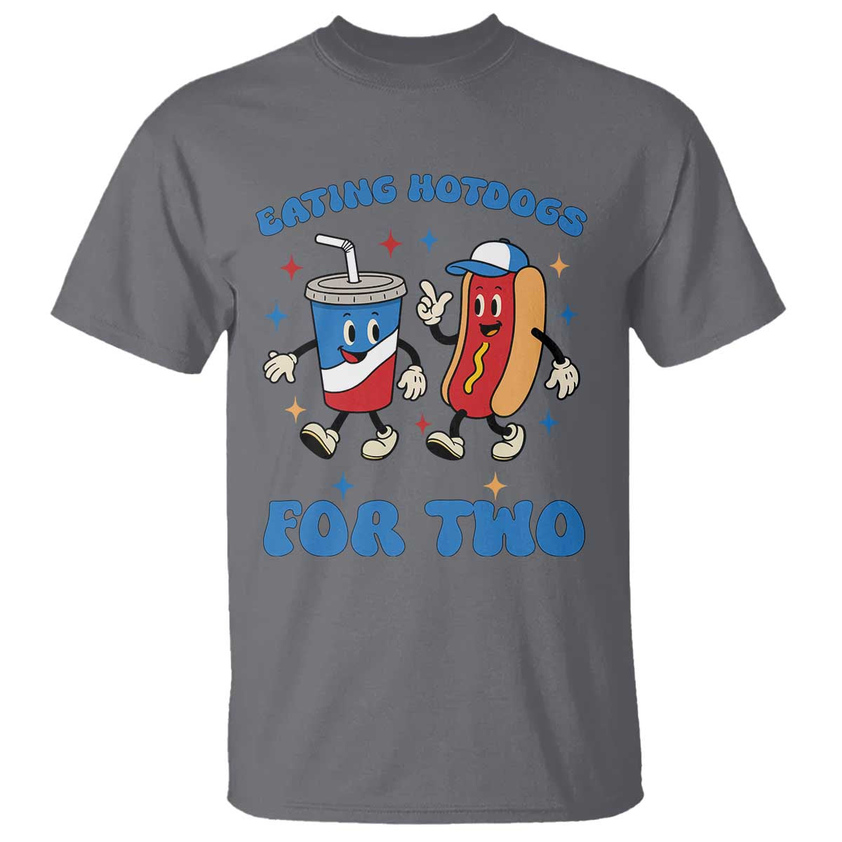 Eating Hotdogs for Two T Shirt Cute Pregnancy Announcement Patriotic 4th Of July TS02 Charcoal Print Your Wear