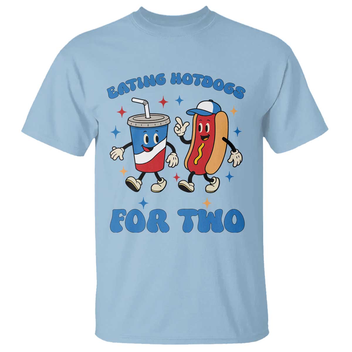 Eating Hotdogs for Two T Shirt Cute Pregnancy Announcement Patriotic 4th Of July TS02 Light Blue Print Your Wear