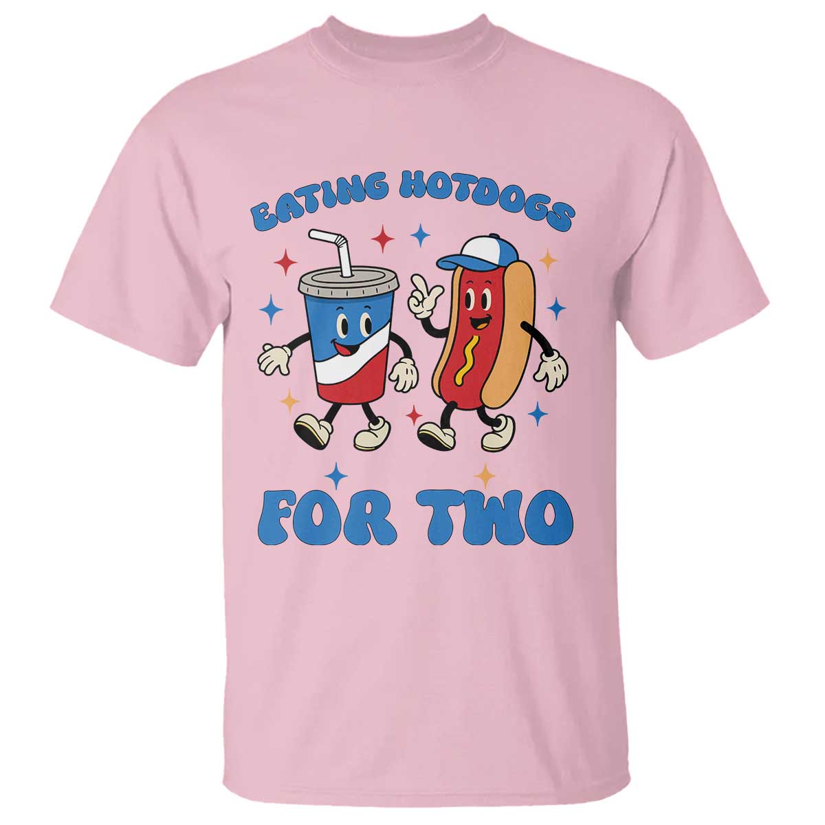 Eating Hotdogs for Two T Shirt Cute Pregnancy Announcement Patriotic 4th Of July TS02 Light Pink Print Your Wear