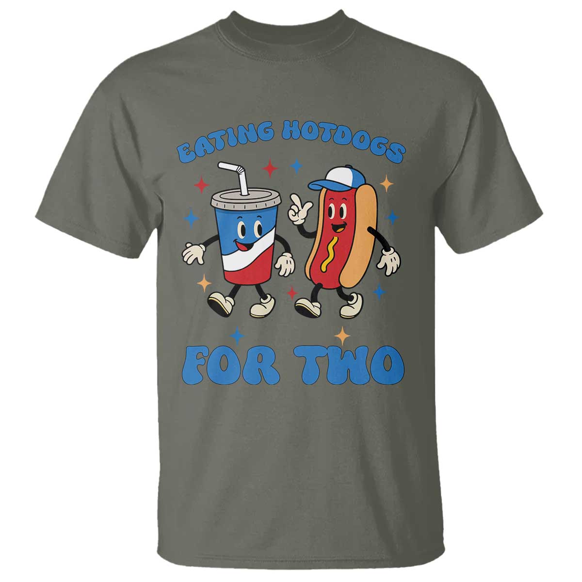 Eating Hotdogs for Two T Shirt Cute Pregnancy Announcement Patriotic 4th Of July TS02 Military Green Print Your Wear
