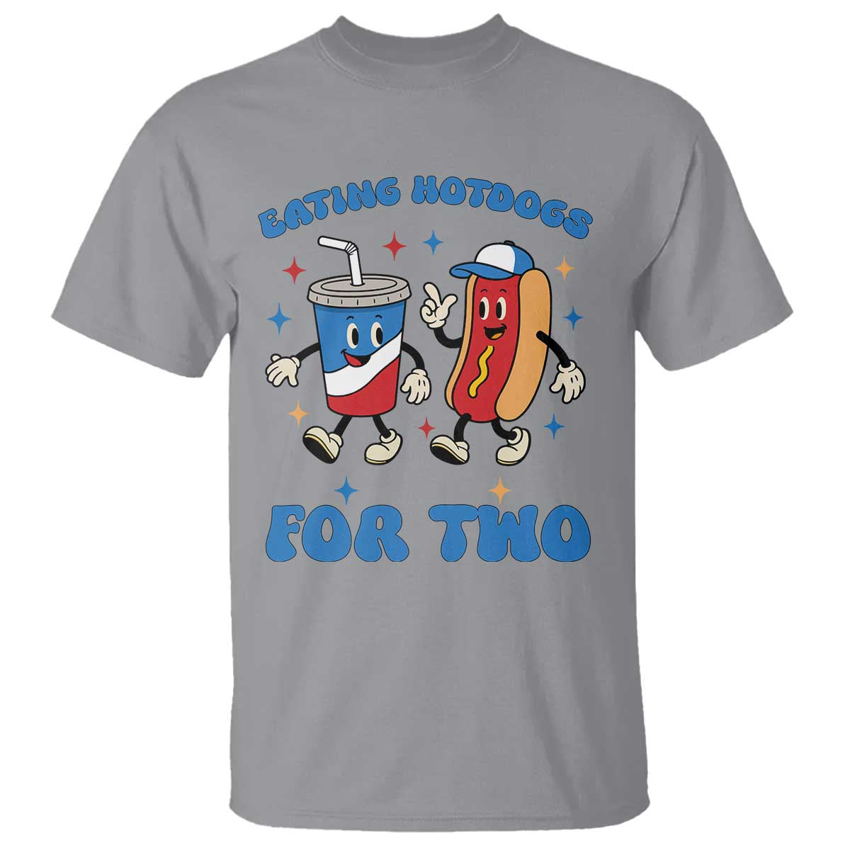Eating Hotdogs for Two T Shirt Cute Pregnancy Announcement Patriotic 4th Of July TS02 Sport Gray Print Your Wear