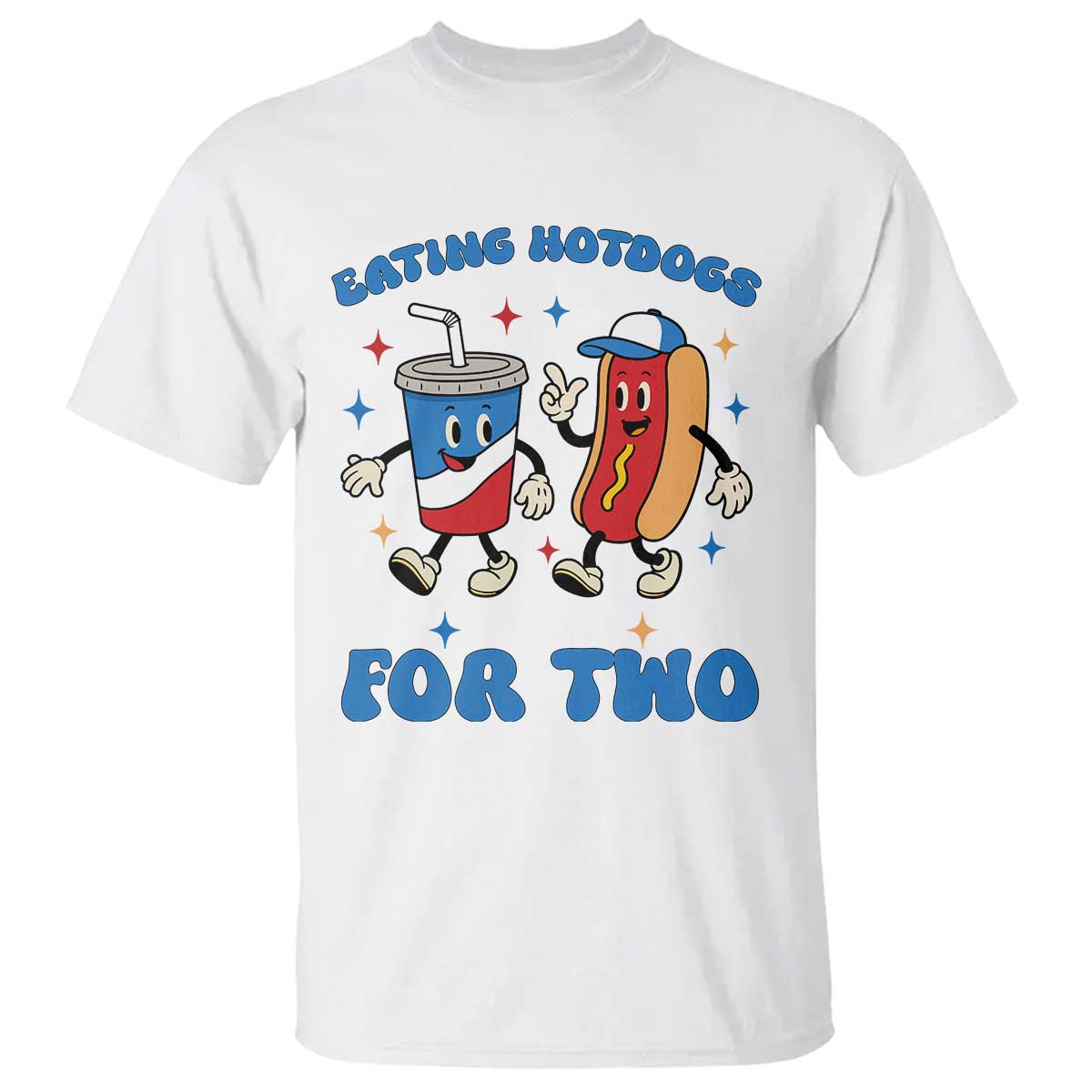 Eating Hotdogs for Two T Shirt Cute Pregnancy Announcement Patriotic 4th Of July TS02 White Print Your Wear