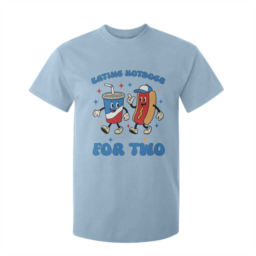 Eating Hotdogs for Two T Shirt For Kid Cute Pregnancy Announcement Patriotic 4th Of July TS02 Light Blue Print Your Wear