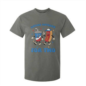 Eating Hotdogs for Two T Shirt For Kid Cute Pregnancy Announcement Patriotic 4th Of July TS02 Military Green Print Your Wear