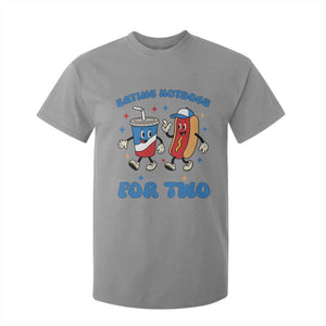 Eating Hotdogs for Two T Shirt For Kid Cute Pregnancy Announcement Patriotic 4th Of July TS02 Sport Gray Print Your Wear