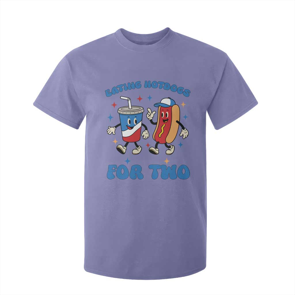 Eating Hotdogs for Two T Shirt For Kid Cute Pregnancy Announcement Patriotic 4th Of July TS02 Violet Print Your Wear