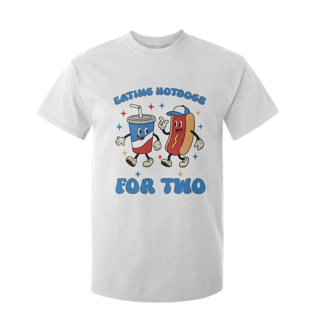 Eating Hotdogs for Two T Shirt For Kid Cute Pregnancy Announcement Patriotic 4th Of July TS02 White Print Your Wear