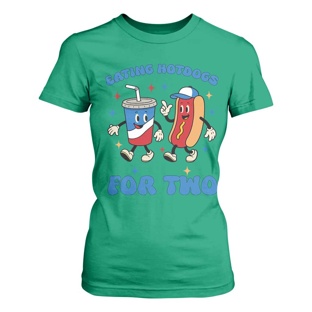 Eating Hotdogs for Two T Shirt For Women Cute Pregnancy Announcement Patriotic 4th Of July TS02 Irish Green Print Your Wear
