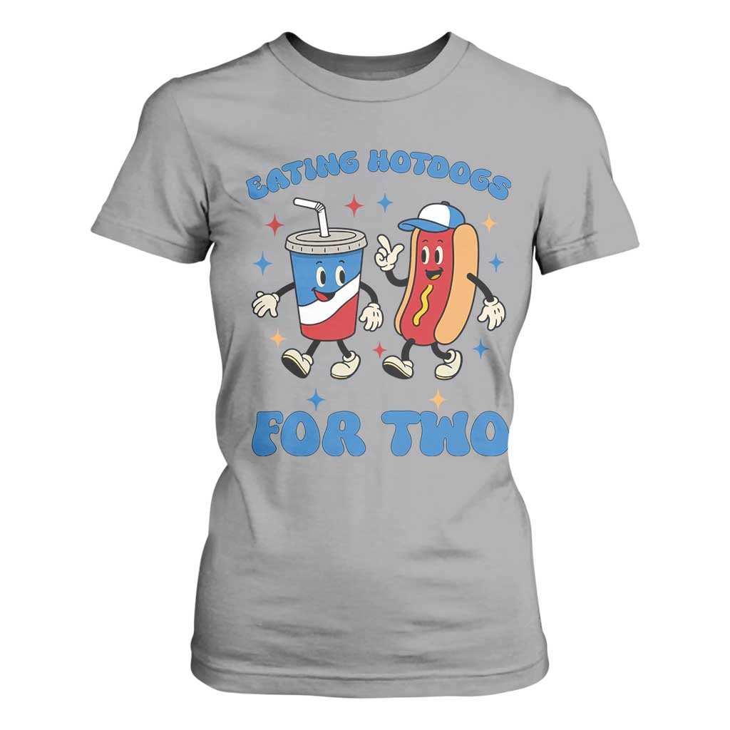 Eating Hotdogs for Two T Shirt For Women Cute Pregnancy Announcement Patriotic 4th Of July TS02 Sport Gray Print Your Wear