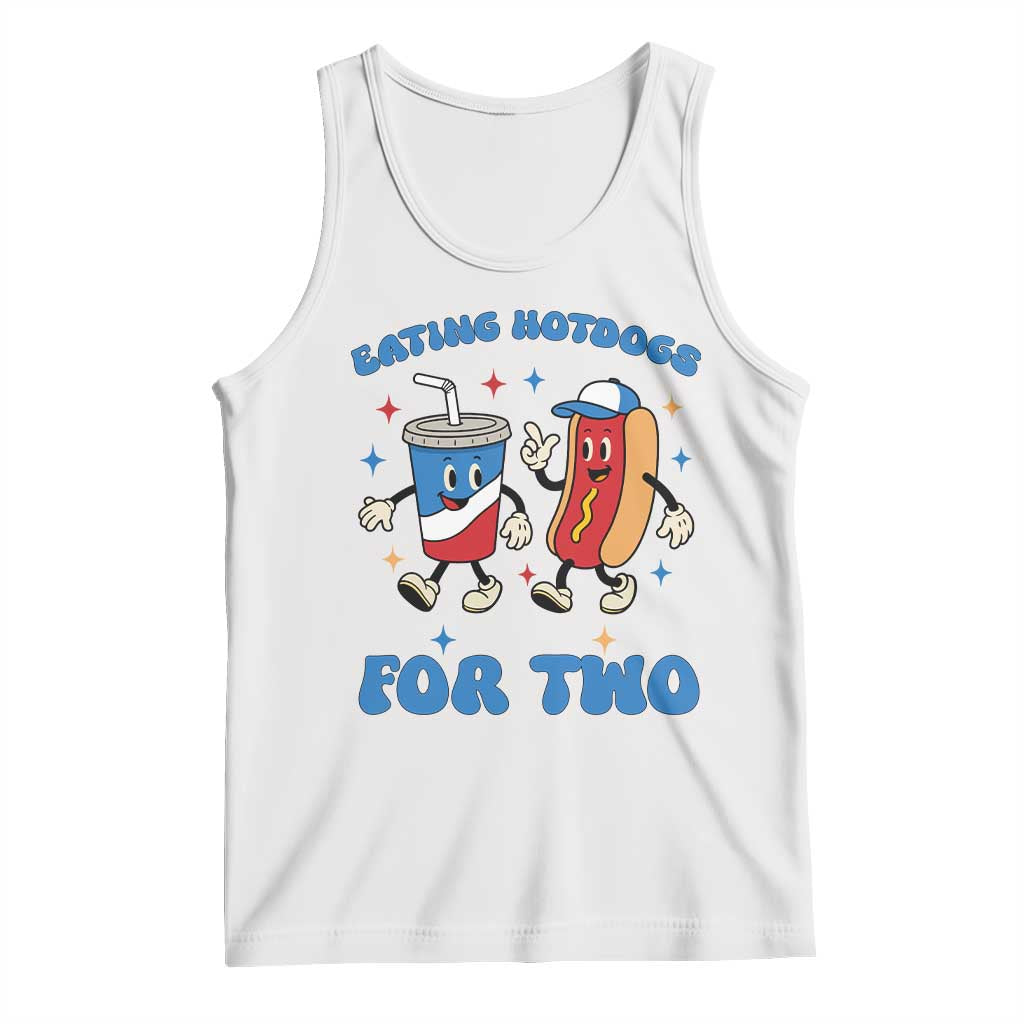 Eating Hotdogs for Two Tank Top Cute Pregnancy Announcement Patriotic 4th Of July TS02 White Print Your Wear