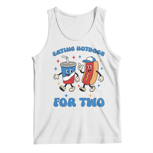 Eating Hotdogs for Two Tank Top Cute Pregnancy Announcement Patriotic 4th Of July TS02 White Print Your Wear