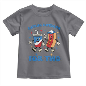 Eating Hotdogs for Two Toddler T Shirt Cute Pregnancy Announcement Patriotic 4th Of July TS02 Charcoal Print Your Wear
