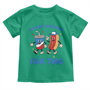 Eating Hotdogs for Two Toddler T Shirt Cute Pregnancy Announcement Patriotic 4th Of July TS02 Irish Green Print Your Wear