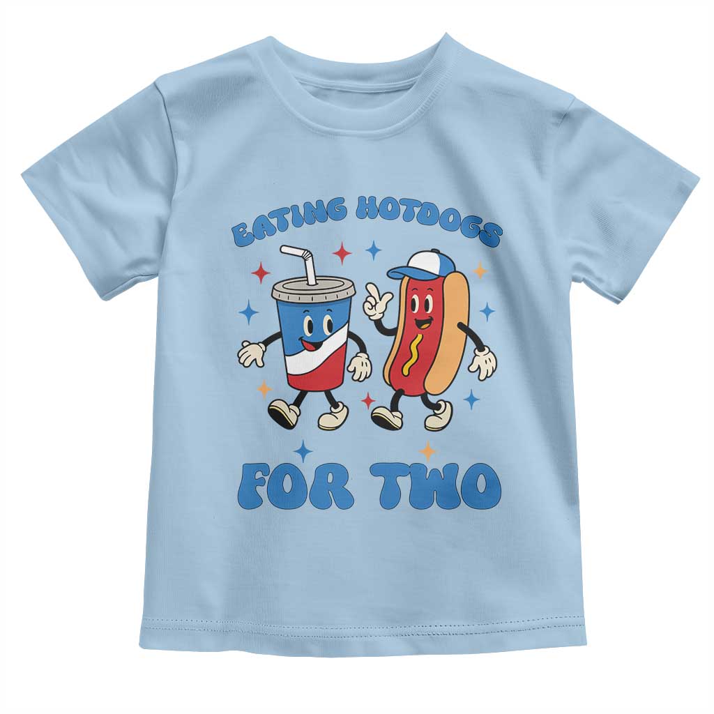 Eating Hotdogs for Two Toddler T Shirt Cute Pregnancy Announcement Patriotic 4th Of July TS02 Light Blue Print Your Wear