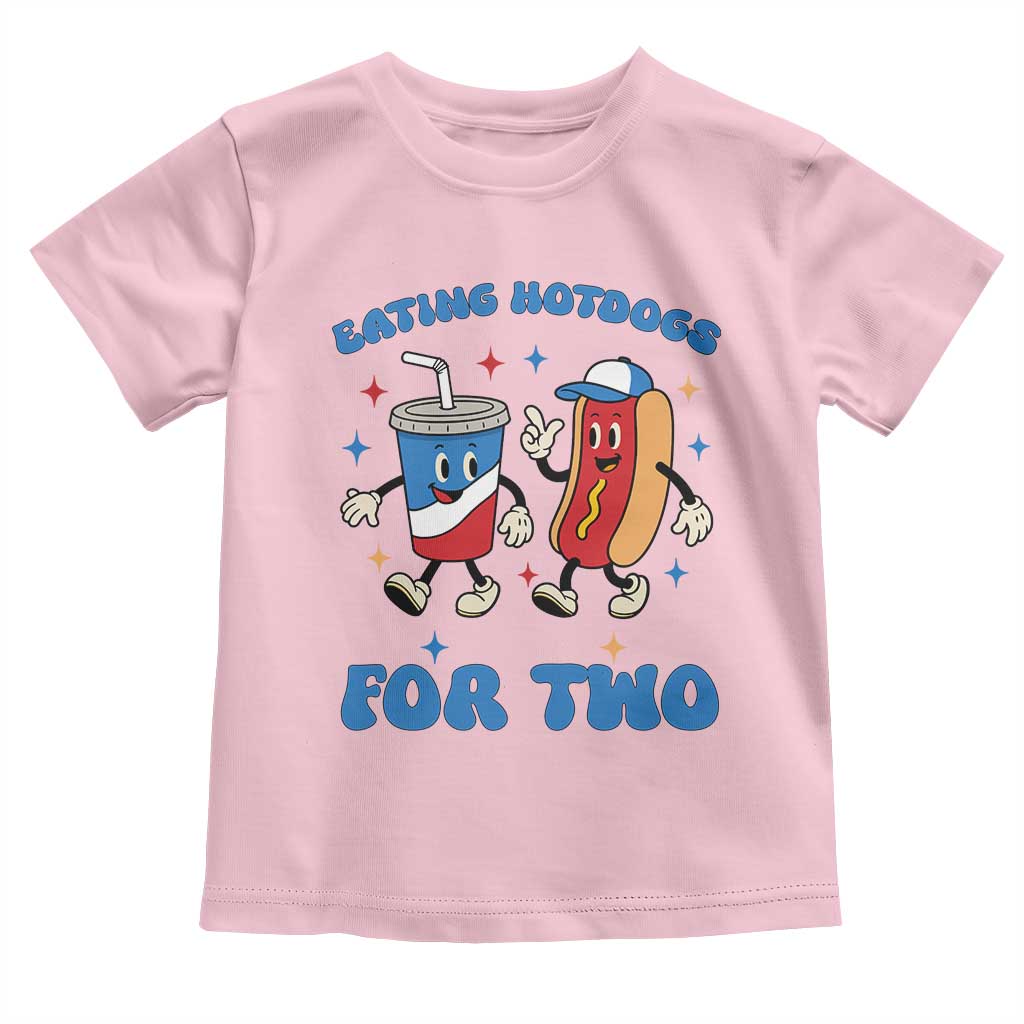 Eating Hotdogs for Two Toddler T Shirt Cute Pregnancy Announcement Patriotic 4th Of July TS02 Light Pink Print Your Wear