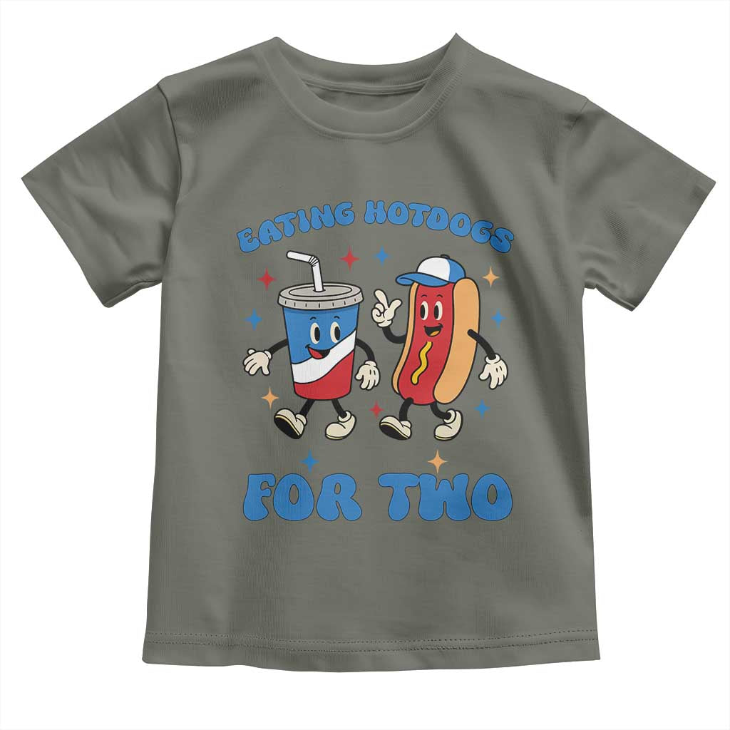 Eating Hotdogs for Two Toddler T Shirt Cute Pregnancy Announcement Patriotic 4th Of July TS02 Military Green Print Your Wear