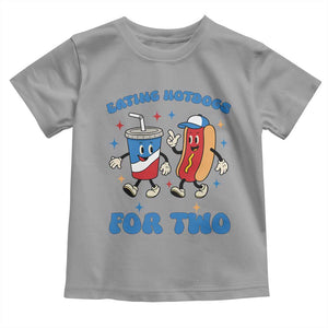 Eating Hotdogs for Two Toddler T Shirt Cute Pregnancy Announcement Patriotic 4th Of July TS02 Sport Gray Print Your Wear