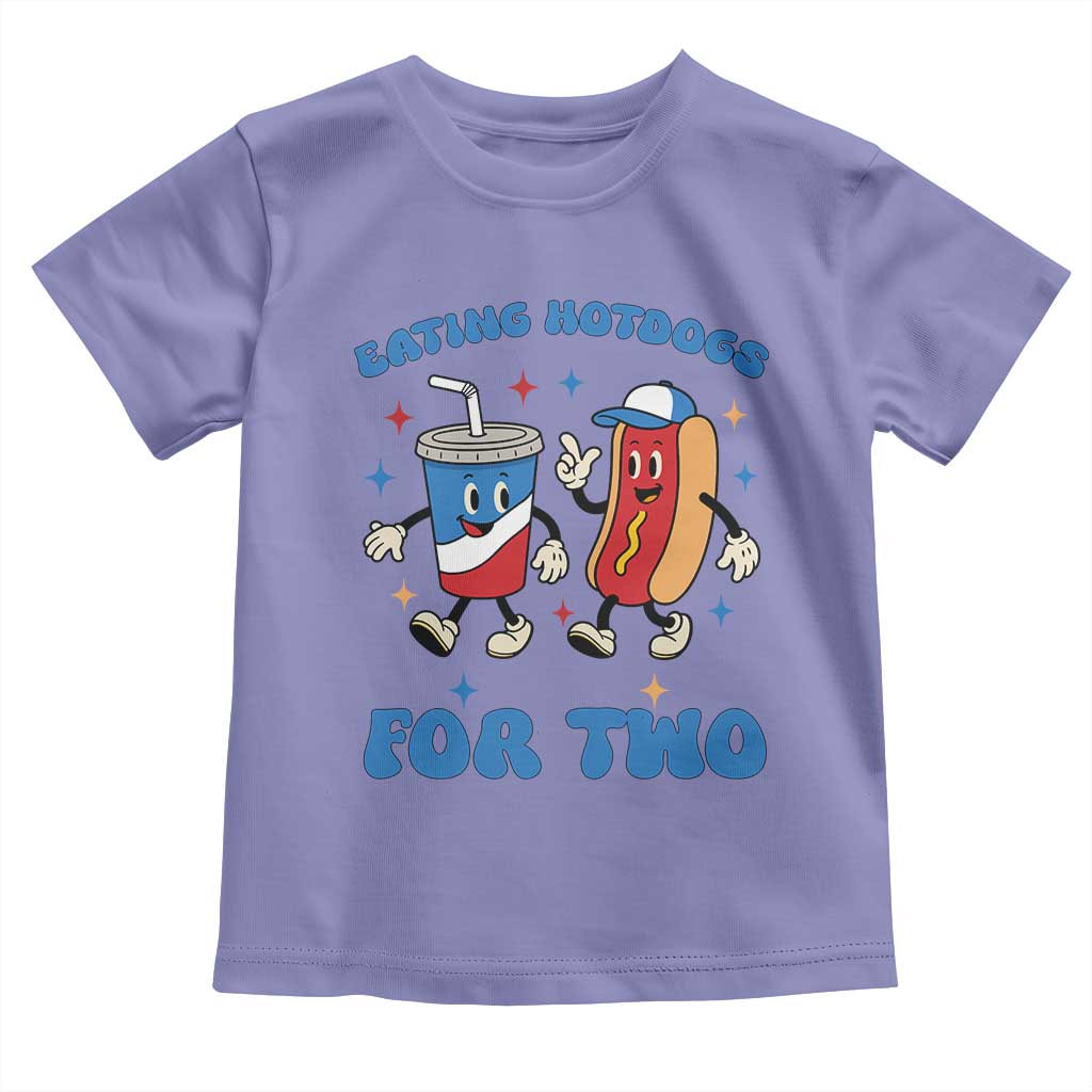 Eating Hotdogs for Two Toddler T Shirt Cute Pregnancy Announcement Patriotic 4th Of July TS02 Violet Print Your Wear