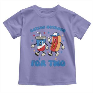 Eating Hotdogs for Two Toddler T Shirt Cute Pregnancy Announcement Patriotic 4th Of July TS02 Violet Print Your Wear