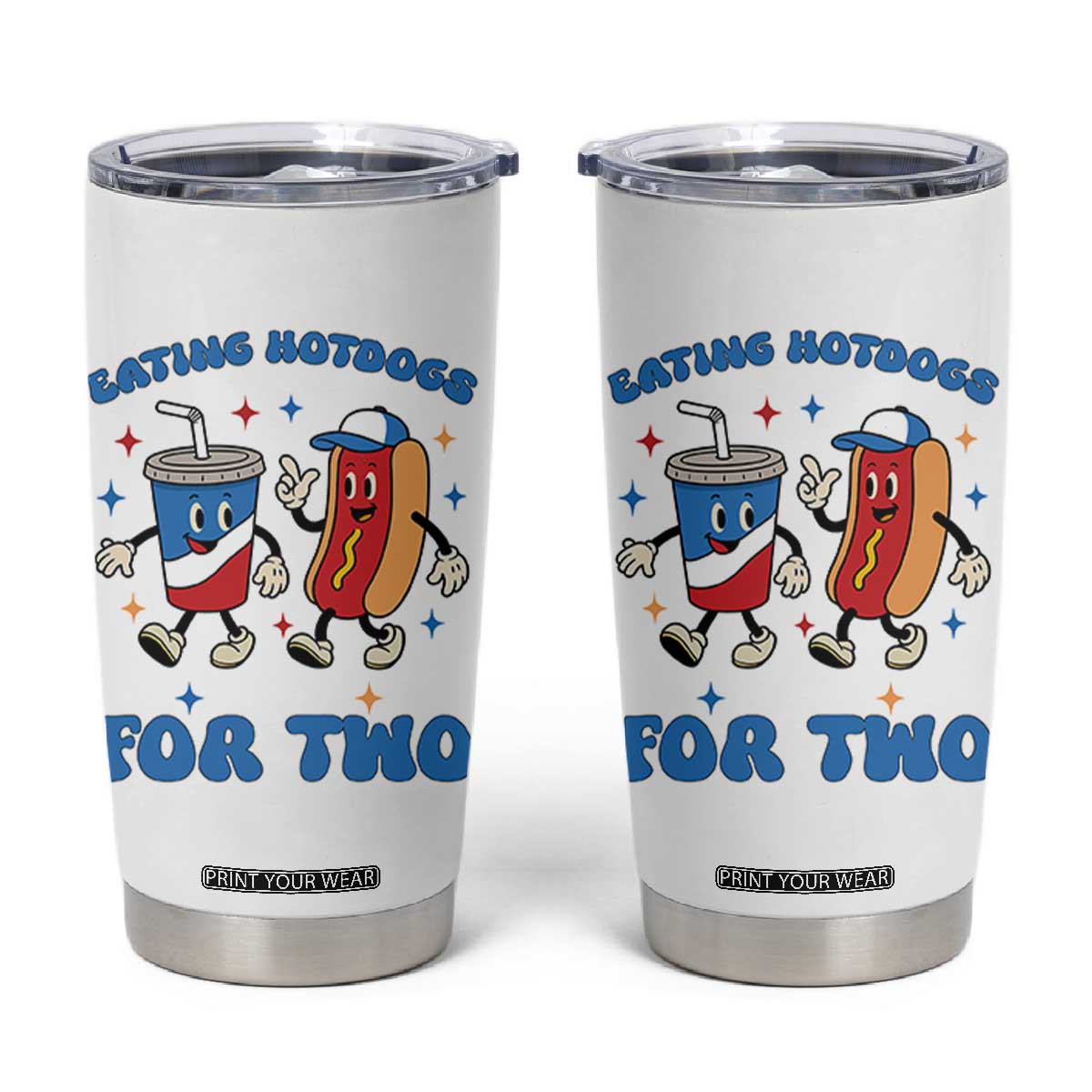 Eating Hotdogs for Two Tumbler Cup Cute Pregnancy Announcement Patriotic 4th Of July TS02 White Print Your Wear