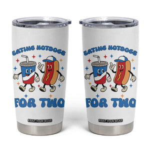 Eating Hotdogs for Two Tumbler Cup Cute Pregnancy Announcement Patriotic 4th Of July TS02 White Print Your Wear