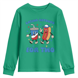 Eating Hotdogs for Two Youth Sweatshirt Cute Pregnancy Announcement Patriotic 4th Of July TS02 Irish Green Print Your Wear