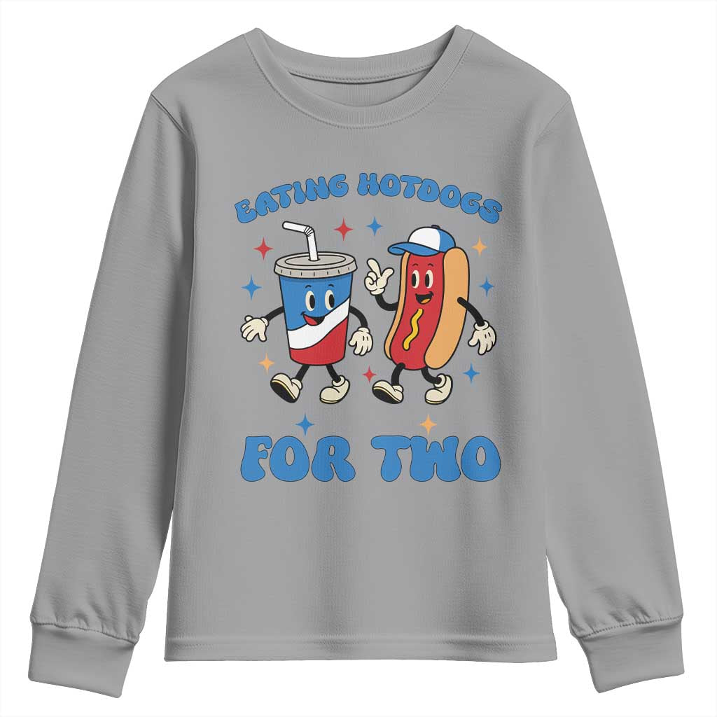 Eating Hotdogs for Two Youth Sweatshirt Cute Pregnancy Announcement Patriotic 4th Of July TS02 Sport Gray Print Your Wear
