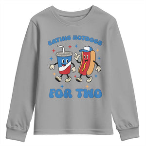 Eating Hotdogs for Two Youth Sweatshirt Cute Pregnancy Announcement Patriotic 4th Of July TS02 Sport Gray Print Your Wear