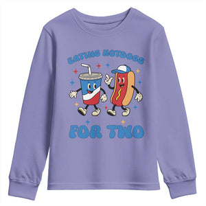Eating Hotdogs for Two Youth Sweatshirt Cute Pregnancy Announcement Patriotic 4th Of July TS02 Violet Print Your Wear