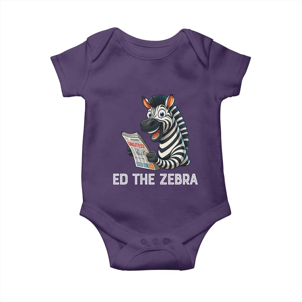 Ed the Zebra Meme Baby Onesie Funny Viral Animal Escape Internet Humor Fans TS02 Purple Print Your Wear