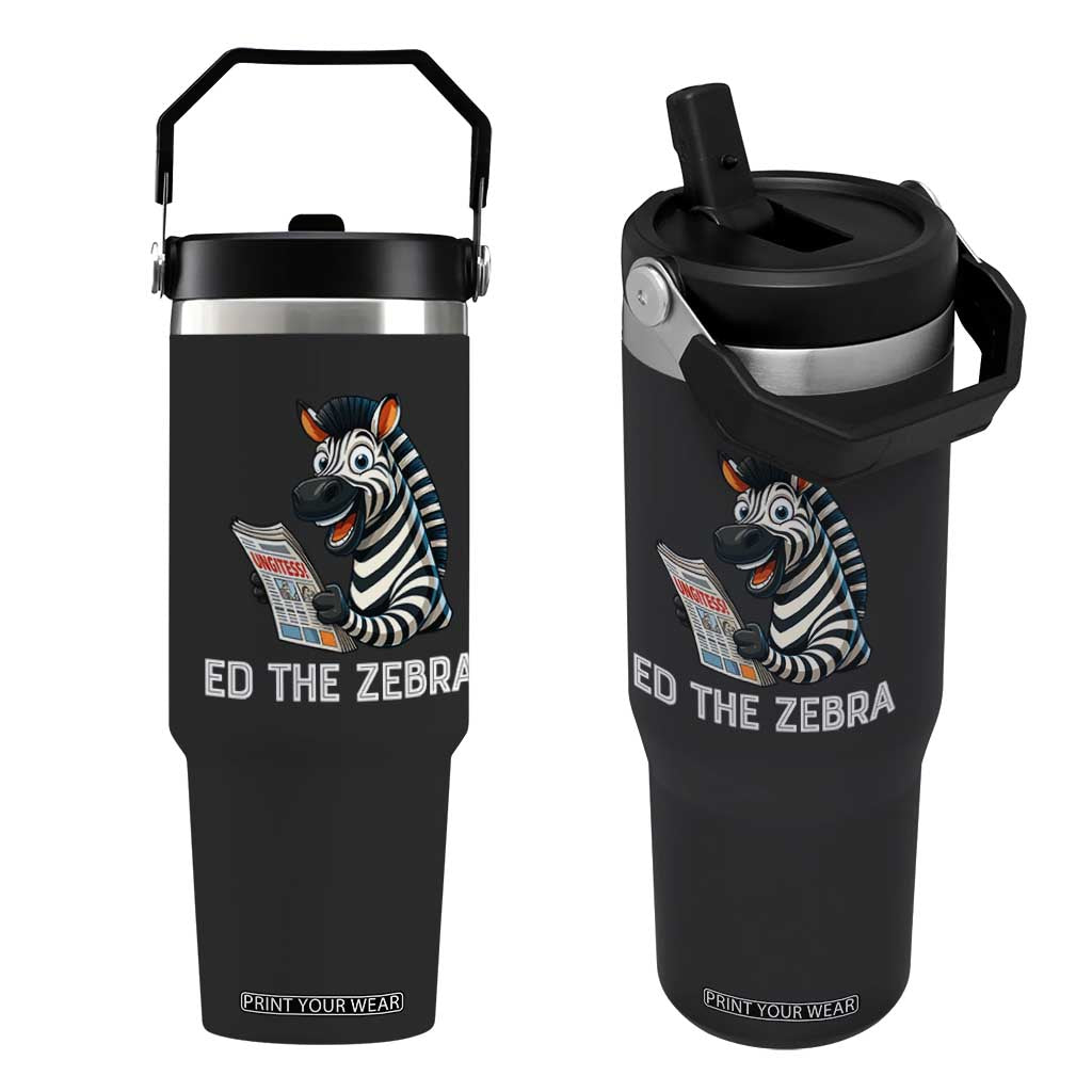 Ed the Zebra Meme Flip Straw Tumbler Funny Viral Animal Escape Internet Humor Fans TS02 One Size: 30 oz Black Print Your Wear