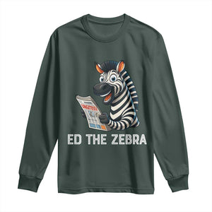 Ed the Zebra Meme Long Sleeve Shirt Funny Viral Animal Escape Internet Humor Fans TS02 Dark Forest Green Print Your Wear