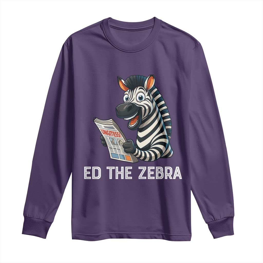 Ed the Zebra Meme Long Sleeve Shirt Funny Viral Animal Escape Internet Humor Fans TS02 Purple Print Your Wear