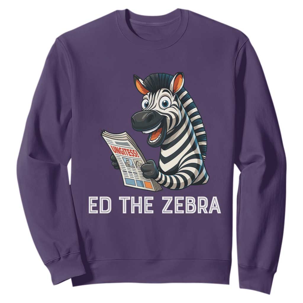 Ed the Zebra Meme Sweatshirt Funny Viral Animal Escape Internet Humor Fans TS02 Purple Print Your Wear