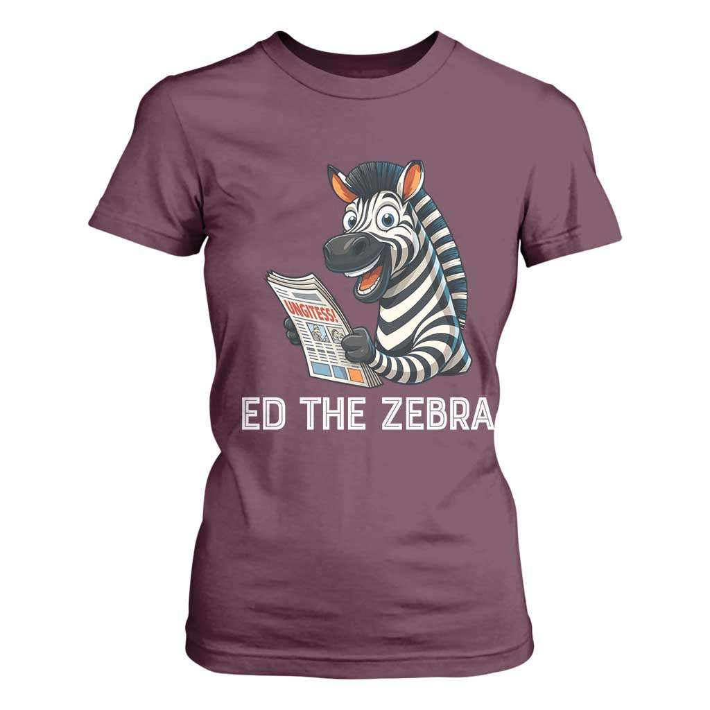 Ed the Zebra Meme T Shirt For Women Funny Viral Animal Escape Internet Humor Fans TS02 Maroon Print Your Wear