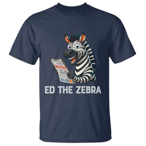 Ed the Zebra Meme T Shirt Funny Viral Animal Escape Internet Humor Fans TS02 Navy Print Your Wear