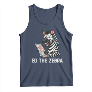 Ed the Zebra Meme Tank Top Funny Viral Animal Escape Internet Humor Fans TS02 Navy Print Your Wear