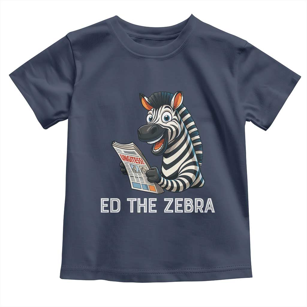 Ed the Zebra Meme Toddler T Shirt Funny Viral Animal Escape Internet Humor Fans TS02 Navy Print Your Wear