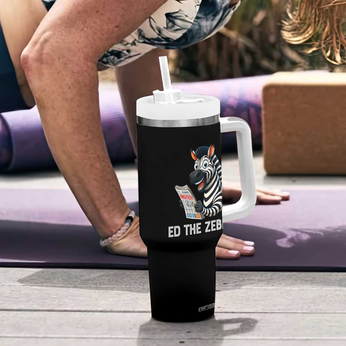 Ed the Zebra Meme Tumbler With Handle Funny Viral Animal Escape Internet Humor Fans TS02 Print Your Wear