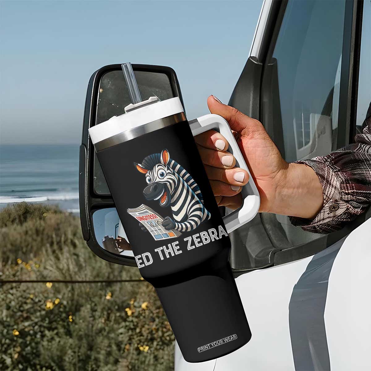 Ed the Zebra Meme Tumbler With Handle Funny Viral Animal Escape Internet Humor Fans TS02 Print Your Wear