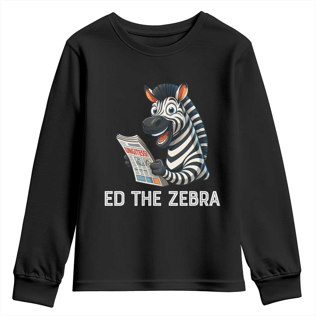 Ed the Zebra Meme Youth Sweatshirt Funny Viral Animal Escape Internet Humor Fans TS02 Black Print Your Wear