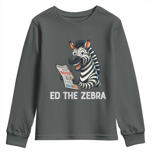 Ed the Zebra Meme Youth Sweatshirt Funny Viral Animal Escape Internet Humor Fans TS02 Dark Heather Print Your Wear