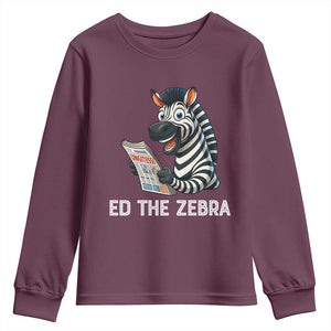 Ed the Zebra Meme Youth Sweatshirt Funny Viral Animal Escape Internet Humor Fans TS02 Maroon Print Your Wear