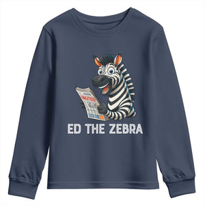 Ed the Zebra Meme Youth Sweatshirt Funny Viral Animal Escape Internet Humor Fans TS02 Navy Print Your Wear