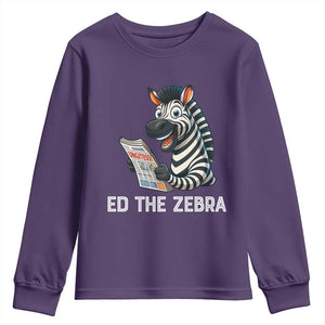Ed the Zebra Meme Youth Sweatshirt Funny Viral Animal Escape Internet Humor Fans TS02 Purple Print Your Wear