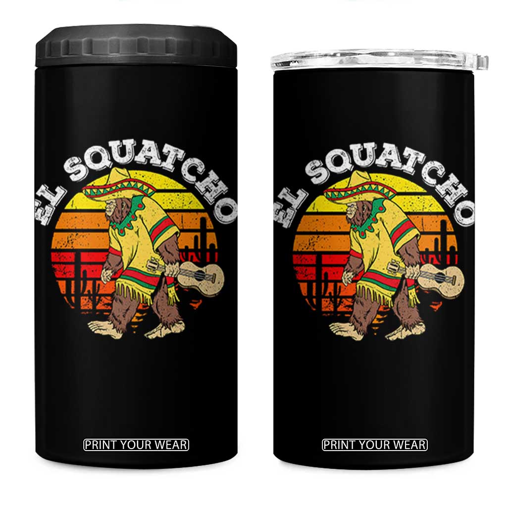 El Squatcho Bigfoot 4 in 1 Can Cooler Tumbler Mexican Sasquatch Cinco De Mayo TS10 One Size: 16 oz Black Print Your Wear