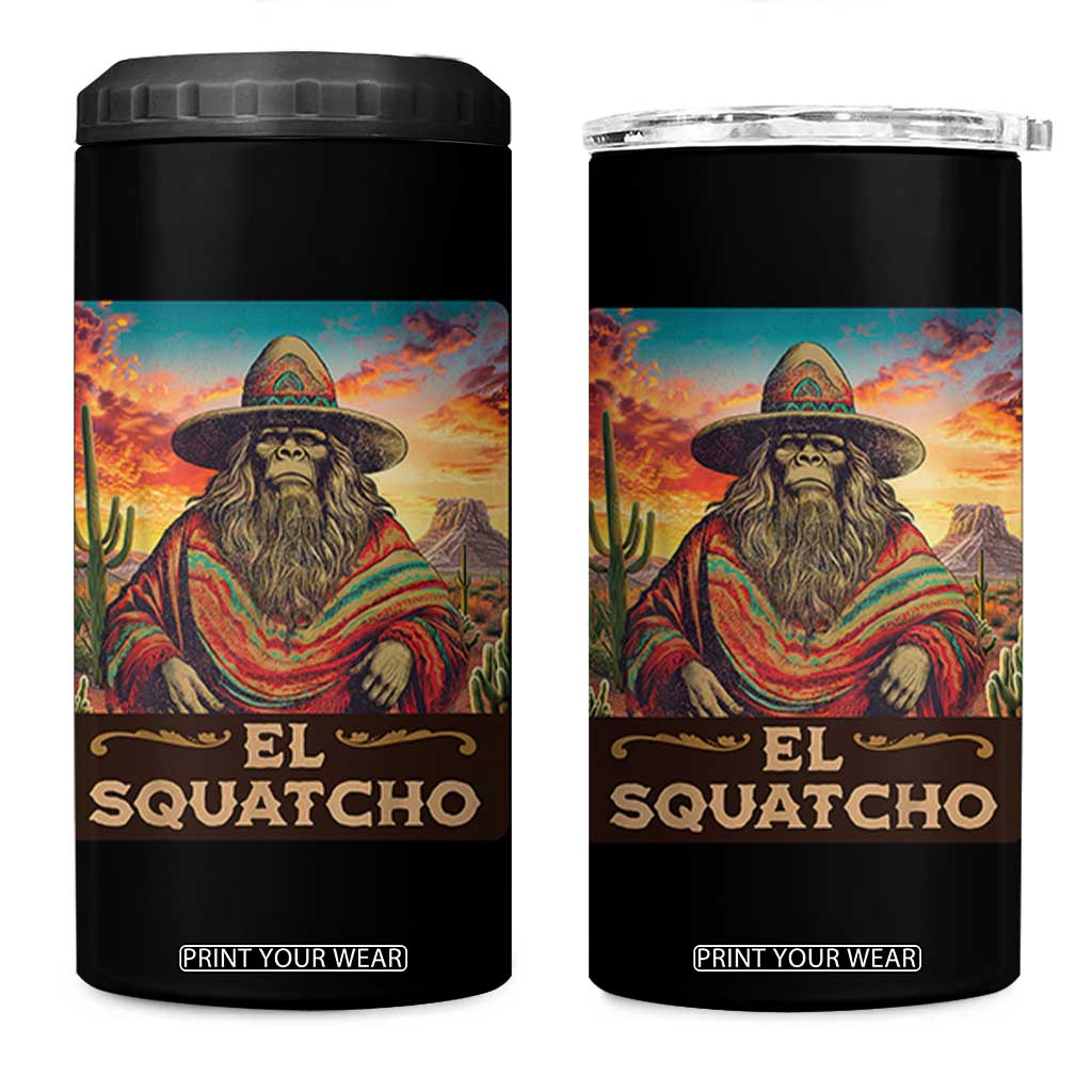 El Squatcho Bigfoot 4 in 1 Can Cooler Tumbler Mexican Sasquatch Lovers Cinco De Mayo TS10 One Size: 16 oz Black Print Your Wear