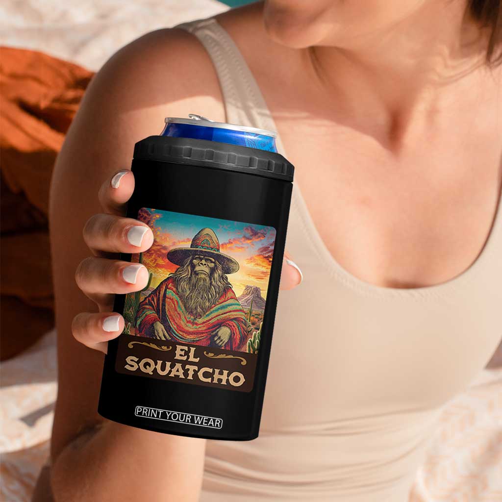 El Squatcho Bigfoot 4 in 1 Can Cooler Tumbler Mexican Sasquatch Lovers Cinco De Mayo TS10 Print Your Wear